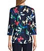 Allison Daley Butterfly Print 3/4 Sleeve Crew Neck Knit Top, Color:Butterfly Multi - Image 2