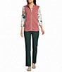 Allison Daley Cable Quilt Knit Sleeveless Two-Way Zip Front Vest - Image 3