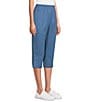 Color:Bright Chambray Heather - Image 3 - Chambray Pull-On Heather Microfiber Twill Straight Leg Capris
