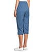Color:Bright Chambray Heather - Image 4 - Chambray Pull-On Heather Microfiber Twill Straight Leg Capris