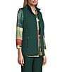Allison Daley Chevron Sleeveless Two Way Zip Up Woven Quilted Vest, Color:Pine Grove - Image 4