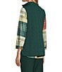 Allison Daley Chevron Sleeveless Two Way Zip Up Woven Quilted Vest, Color:Pine Grove - Image 5