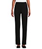Color:Black - Image 1 - City Stretch Straight Leg Pull-On Pants