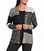 Allison Daley Color Block Long Sleeve Open-Front Rib Trim Cardigan - Image 1