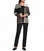 Allison Daley Color Block Long Sleeve Open-Front Rib Trim Cardigan - Image 3
