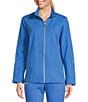 Color:Campanula - Image 3 - Coordinating Long Roll Tab Sleeve Stand Collar Zip Front Jacket