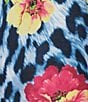 Color:Cheetah Floral - Image 4 - Embellished Cheetah Floral Print 3/4 Sleeve Split V-Neck Knit Top
