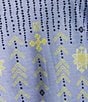 Allison Daley Embellished Folk Stitch Print 3/4 Sleeve Crew Neck Knit Top, Color:Chambray Folk Stitch - Image 4