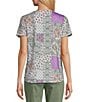 Allison Daley Embellished Paisley Patch Print Short Sleeve Keyhole Neck Knit Top, Color:Amethyst Paisley Patchwork - Image 2