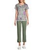 Allison Daley Embellished Paisley Patch Print Short Sleeve Keyhole Neck Knit Top, Color:Amethyst Paisley Patchwork - Image 3