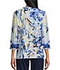 Allison Daley Embellished Tropical Villa Print 3/4 Sleeve Crew Neck Knit Top, Color:Tropical Villa - Image 2
