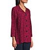 Allison Daley Embroidered 3/4 Sleeve Point Collar Button Front Blouse - Image 3