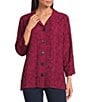 Allison Daley Embroidered 3/4 Sleeve Point Collar Button Front Blouse - Image 1