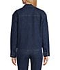 Allison Daley Embroidery Detail Long Sleeve Button Front Point Collar Stretch Denim Jacket - Image 3