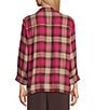 Allison Daley Espresso Vivacious Plaid Print 3/4 Sleeve Point Collar Button Front Shirt, Color:Espresso Vivacious Plaid - Image 2