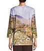 Color:Spring Mountain Floral - Image 2 - Floral Print Embellished 3/4 Sleeve Jewel Neck Knit Top