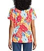 Allison Daley Floral Short Sleeve Crew Neck Top - Image 2