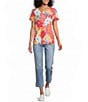 Allison Daley Floral Short Sleeve Crew Neck Top - Image 3