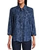 Allison Daley Fresh Floral Print 3/4 Sleeve Point Collar Button Front Lyocell Blouse, Color:Fresh Floral - Image 1