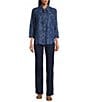 Allison Daley Fresh Floral Print 3/4 Sleeve Point Collar Button Front Lyocell Blouse, Color:Fresh Floral - Image 3