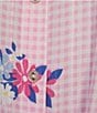 Allison Daley Gingham Floral Print Short Sleeve Tie Front Button Blouse, Color:French Rose Gingham Floral - Image 4