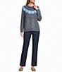 Allison Daley Heart Pattern Long Sleeve Crew Neck Rib Trim Sweater - Image 3