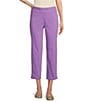 Allison Daley Lattice Hem Pull-On Straight Leg Cropped Pants, Color:Amethyst - Image 1