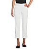 Allison Daley Lattice Hem Pull-On Straight Leg Cropped Pants, Color:White - Image 1