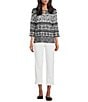 Allison Daley Lattice Hem Pull-On Straight Leg Cropped Pants, Color:White - Image 3