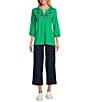 Allison Daley Light Weight Ponte Wide Leg Pull-On Crop Pants, Color:True Navy - Image 3
