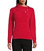 Color:Crimson - Image 1 - Long Sleeve Envelope Neck Cable Knit Chenille Sweater
