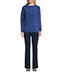 Color:Mazarine Blue - Image 3 - Long Sleeve Envelope Neck Cable Knit Chenille Sweater
