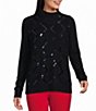 Allison Daley Long Sleeve Envelope Neck Rib Trim Sequin Sweater - Image 1