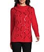 Allison Daley Long Sleeve Envelope Neck Rib Trim Sequin Sweater - Image 1