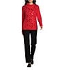 Allison Daley Long Sleeve Envelope Neck Rib Trim Sequin Sweater - Image 3
