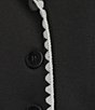 Allison Daley Long Sleeve Notch Lapel Button Front Novelty Trim Jacket, Color:Black - Image 4