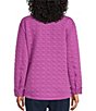 Color:Iris Orchid - Image 2 - Long Sleeve Point Collar Button Front Quilted Shacket