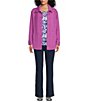 Color:Iris Orchid - Image 3 - Long Sleeve Point Collar Button Front Quilted Shacket