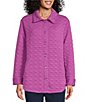 Color:Iris Orchid - Image 4 - Long Sleeve Point Collar Button Front Quilted Shacket