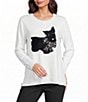 Allison Daley Long Sleeve Scoop Neck Novelty Dog Sweater - Image 1
