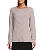 Color:Silver - Image 1 - Metallic Long Sleeve Crew Neck Chenille Sweater