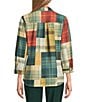 Allison Daley Mix & Match Plaid Print 3/4 Sleeve Point Collar Button Front Shirt, Color:Pine Grove/Mix Match Plaid - Image 2