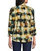 Allison Daley Multi Check 3/4 Sleeve Button Front Point Collar Blouse - Image 2