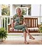 Allison Daley Multi Tropics Print Short Sleeve Point Collar Button Front Tie Hem Top - Image 5