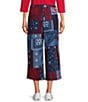 Allison Daley Navy Bandana Patchwork Pull-On Crinkle Soft Crop Pants - Image 2