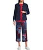 Allison Daley Navy Bandana Patchwork Pull-On Crinkle Soft Crop Pants - Image 3