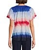 Allison Daley Navy Ombre Print Flutter Sleeve Tassel Tie Neck Knit Top, Color:True Navy Ombre - Image 2