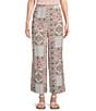 Color:Paisley Patch - Image 1 - Paisley Patch Elastic Waist Pull-On Crop Pants