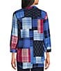 Allison Daley Patchwork 3/4 Sleeve Point Collar Button Front Top - Image 2