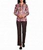 Allison Daley Patchwork Long Sleeve Point Collar Button Front Top - Image 3